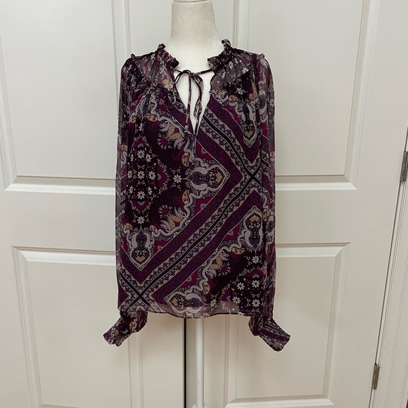 Saffron Mixed Print Silk Blouse from Ramy Brook - Picture 4 of 9